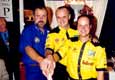 European Champions Fritz Kreutzpointer (SRT A), Stan Matejovsky (SRT B) and Rutz Bernau at Award celebration in Spanish Jarama