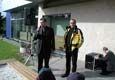 Stanislav Matejovsky and  Ing. Korecek (CP) during the Thursday's autograph signing outside the Cesk Pojistovna building