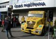 A little raffled  Tatra after returning from the races in Jarama in front of the Cesk Pojistovna building during Stanislav Matejovsky's autograph signing.