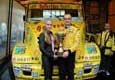 Stan Matejovsky and Jana Prihodova, Miss Blond International 2000 with the cup for 2nd position on the Lausitzring circuit, which also meant for Stan to win the European Championship title