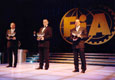 On stage of Sport Club in Monaco were on Friday the 14th. 12. 2001 the prizes for the best three truck drivers of 2001 season were awarded - from the right Fritz Kreutzpointner (SRT A), Stan Matejovsky (SRT B) and Lutz Bernau (RT)